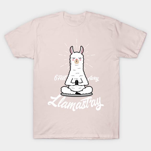 Llamastay 6 feet away T-Shirt by Digifestas